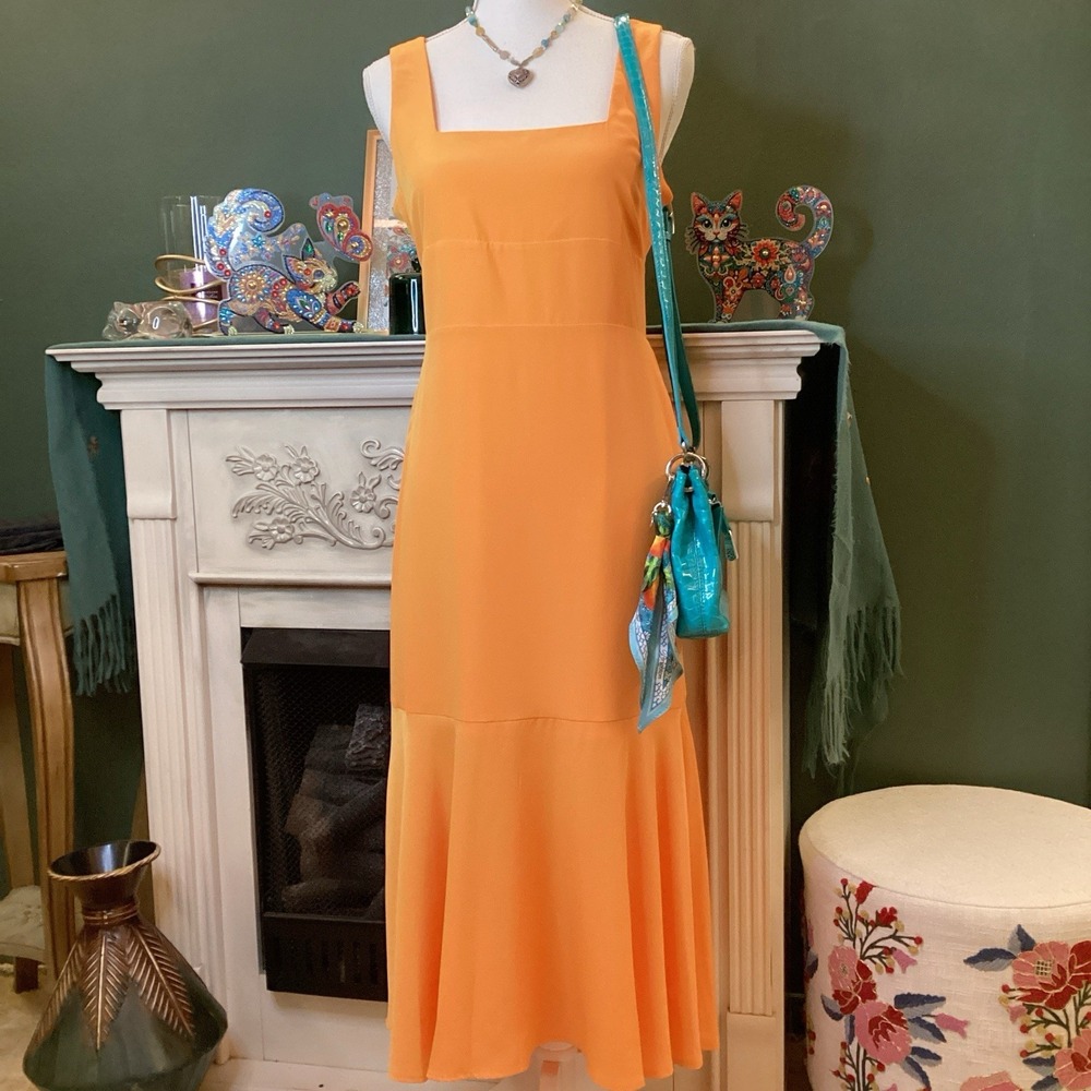 GB Orange Midi‎ Dress  With Square Neckline From Dillard's